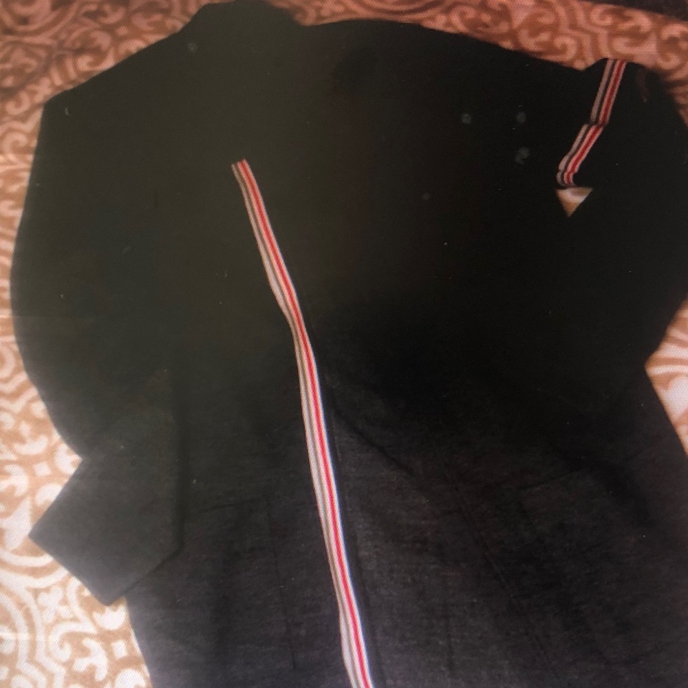 Black Jacket with Red and White Stripes